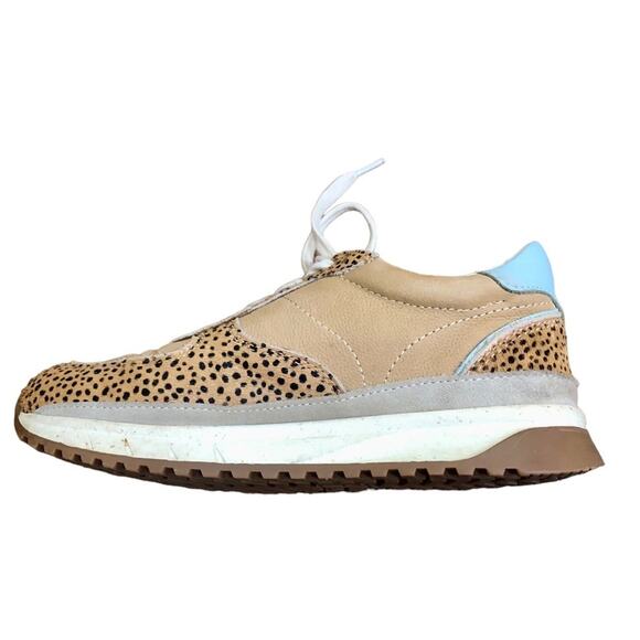 Madewell Kickoff Sneaker Mixed Print Calf Hair Cheetah Print Leather Size 6 - Picture 1 of 11